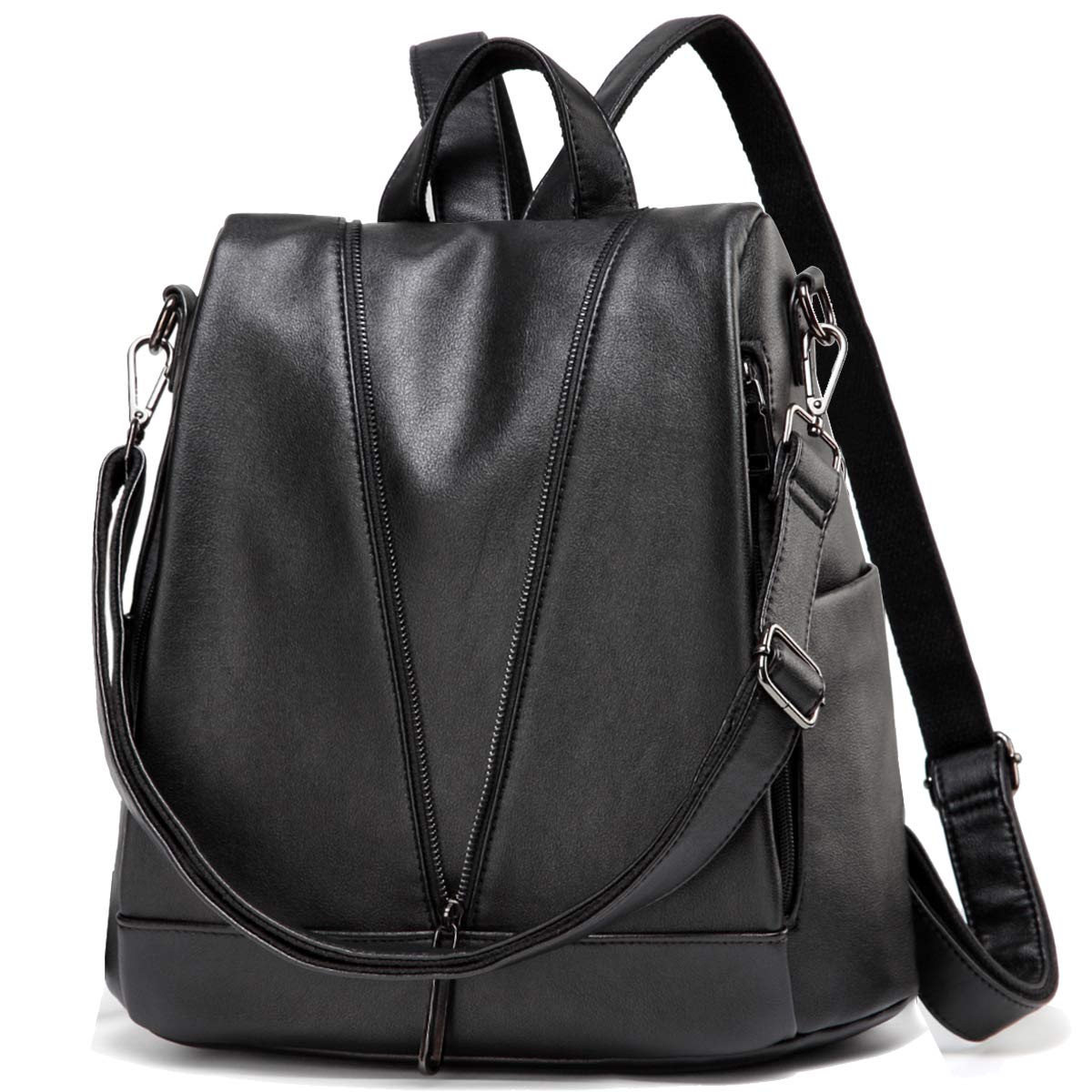 Kasqo Anti-Theft Leather Backpack Purse for Women - Water Resistant Travel Backpack in Black | Perfect for Commuting, Shopping & Daily Use