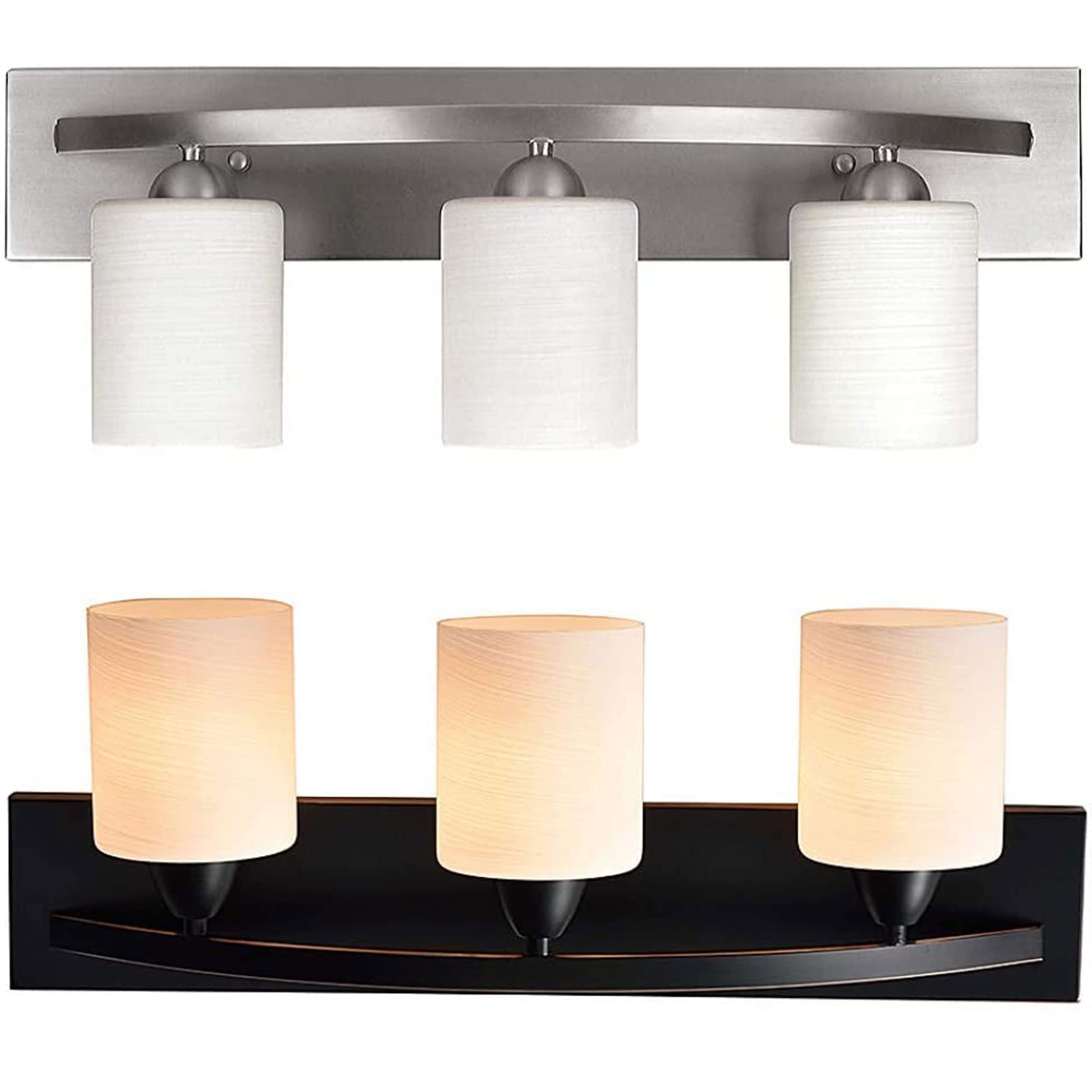 Oil Rubbed Bronze Vanity Light Bar - 3-Light Bathroom Mirror Lighting Fixture with Modern Glass Shade | Wall Sconce for Bathroom, Powder Room & Dressing Area