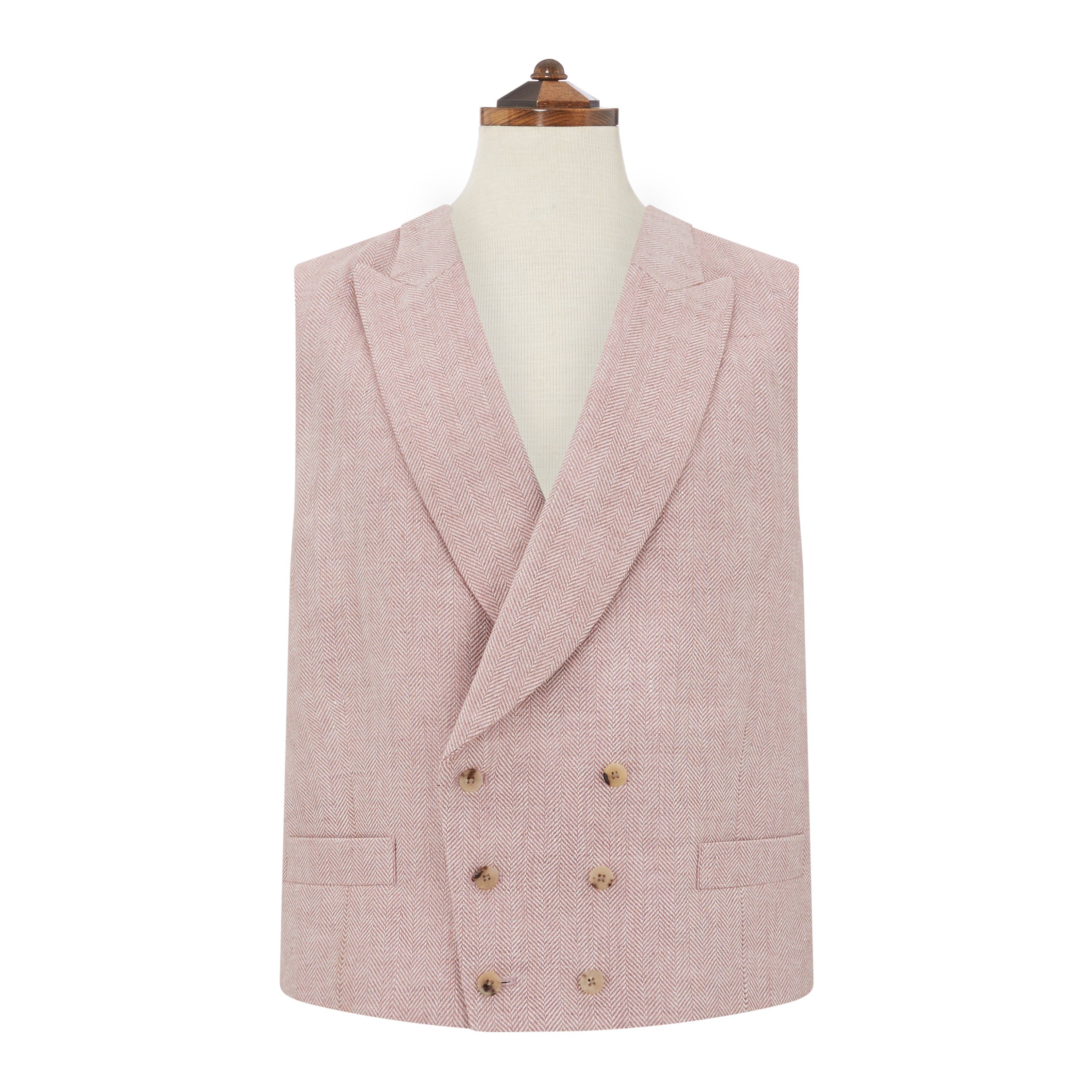 Hayward Pink Cream Linen Herringbone Waistcoat Vest for Women - Elegant Formal Wear for Weddings, Parties & Office Outfits