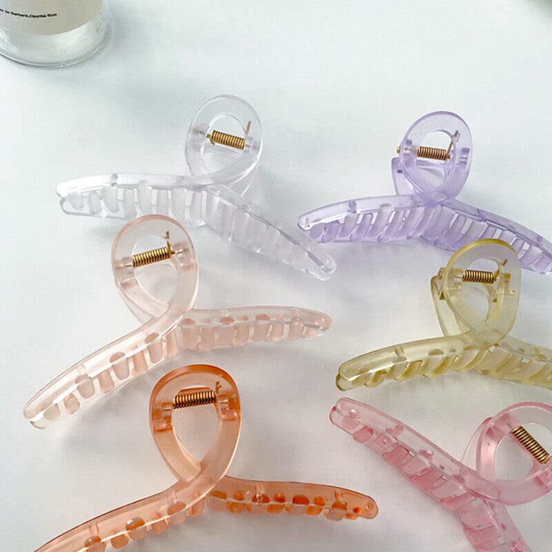 Glamifirsto Clear Hair Claw Clips for Women - Large Crystal Resin Hair Clips for Thick & Fine Hair, Invisible Transparent Big Jaw Clips - Perfect for Updos, Ponytails & Everyday Hair Styling