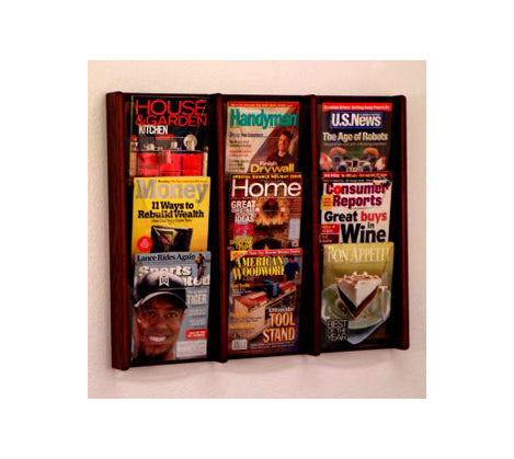 9-Pocket Acrylic & Oak Wall Display Organizer - 3W x 3H Grid for Photos, Artwork, and Notes - Perfect for Home, Office, or Classroom Decor
