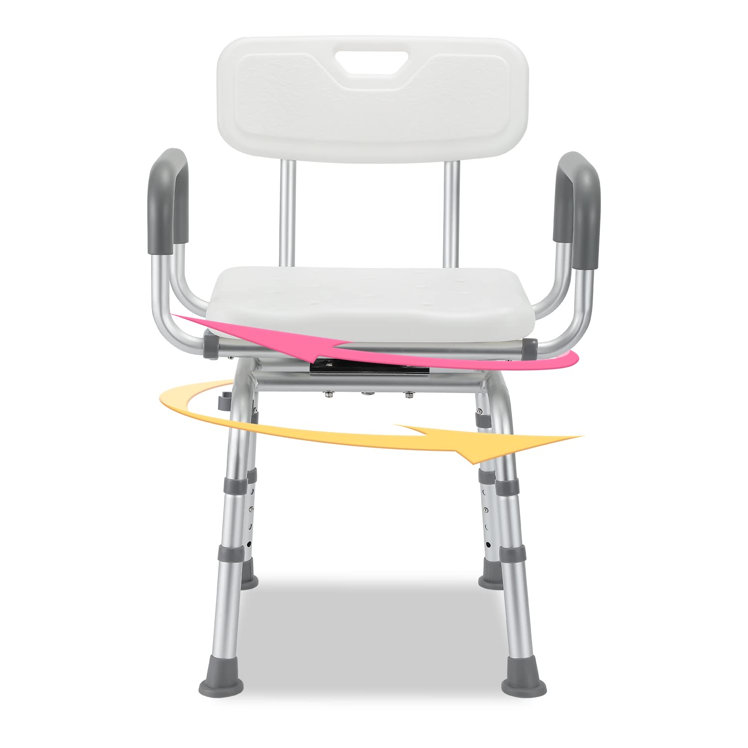Cecaylie 360° Rotatable Shower Stool with Backrest & Armrest - Adjustable Height 70-78cm, Non-Slip Bath Chair for Elderly, Disabled & Pregnant Women - Ideal for Safe Bathing, Showering & Relaxation in Bathroom