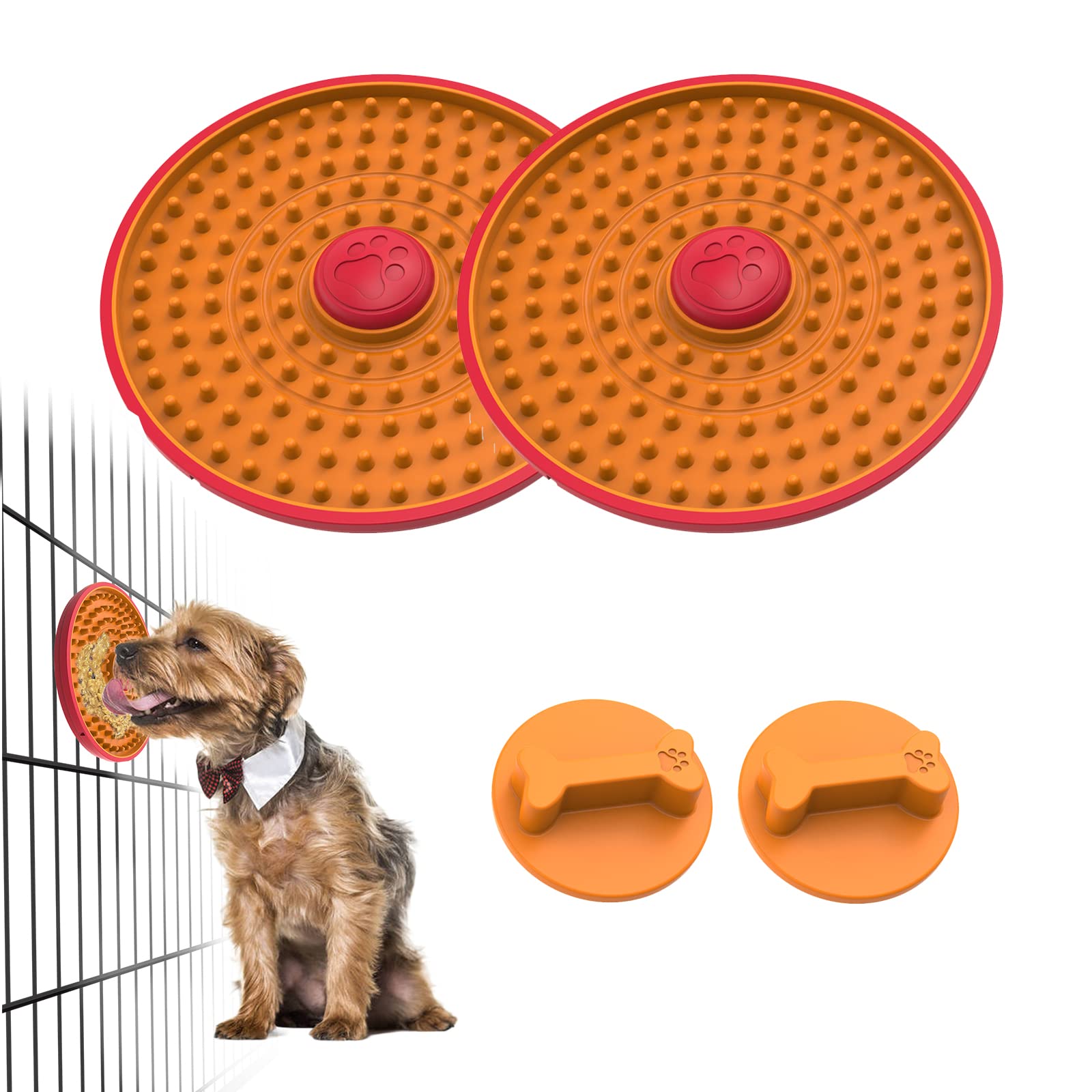 2Pcs Dog Lick Plate for Crate Training - Peanut Butter Lick Mat for Anxiety Relief, Soothing & Calming Dog Kennel Therapy Tool - Perfect for Crate Training, Separation Anxiety & Stress Relief in Dogs