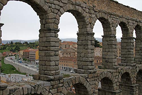 20x30 Inch Laminated Poster of Segovia Roman Aqueduct - Vibrant Ancient Spain Wall Art for Home & Office Decor - Perfect for Living Room, Bedroom or Classroom Display