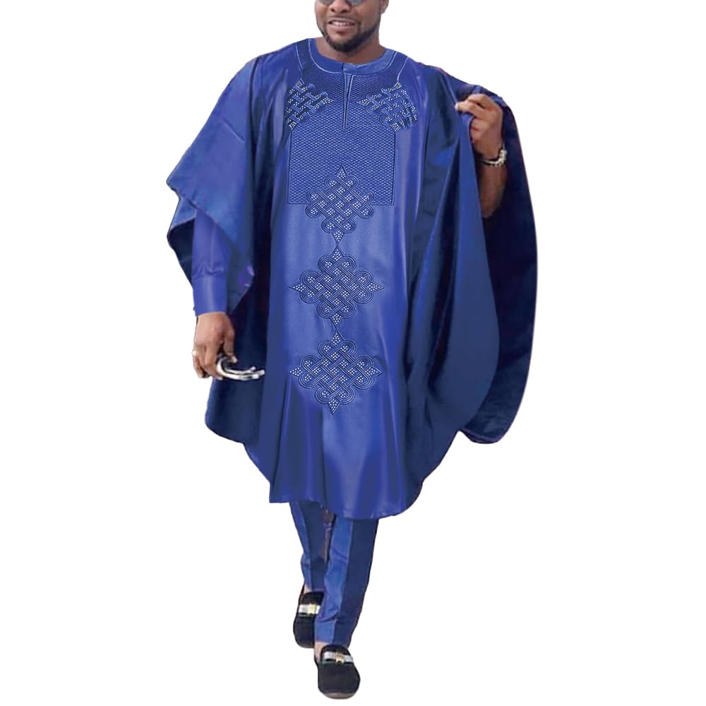 Premium African Agbada Outfit for Men - 3-Piece Embroidered Dashiki Shirt & Pants Set | HD Quality Traditional Nigerian Clothing | Perfect for Weddings, Cultural Events & Special Occasions