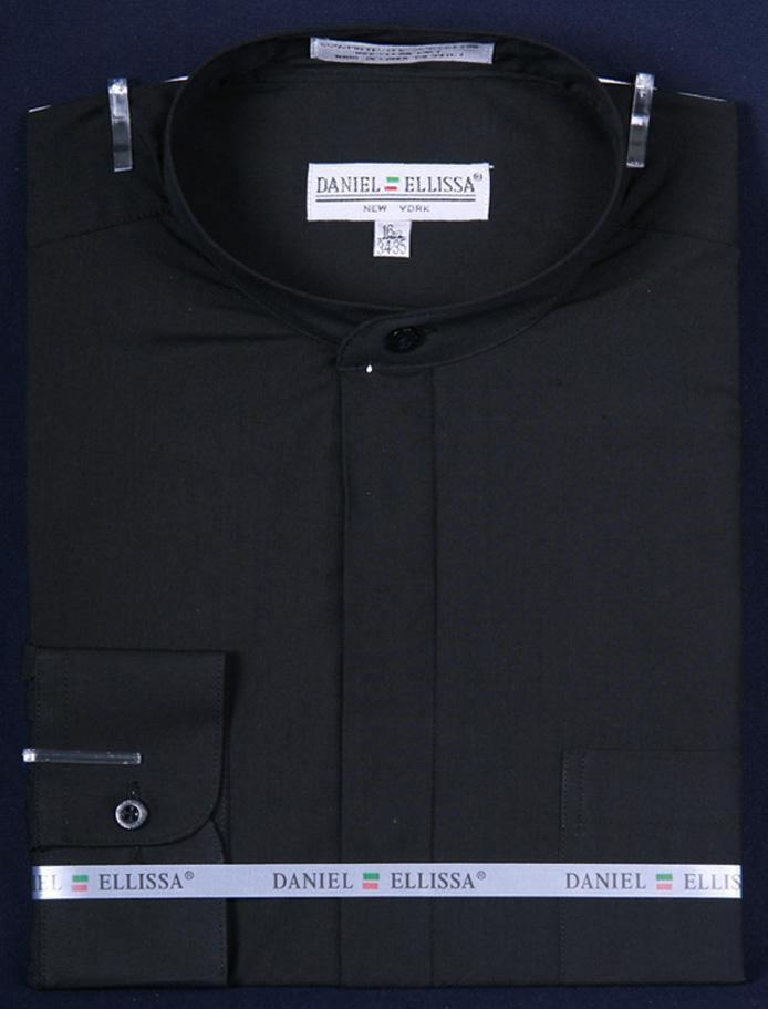 Premium Banded Collar Dress Shirt for Men - Classic Black Formal Shirt for Business, Office & Special Occasions