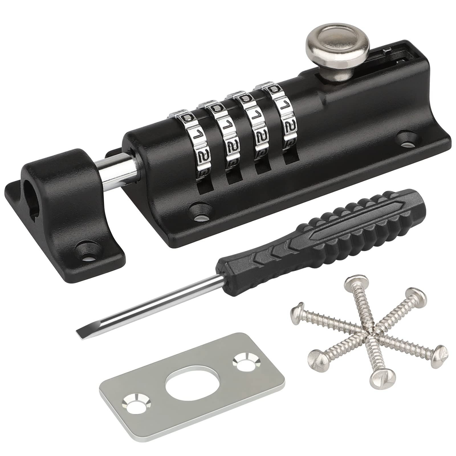 Spopal 4-Digit Combination Backyard Door Lock - 120mm Weatherproof Keyless Gate Lock, Resettable Solid Zinc Alloy Bolt Lock for Wooden Fence & Outdoor Shed | Secure Your Garden, Patio & Storage Areas