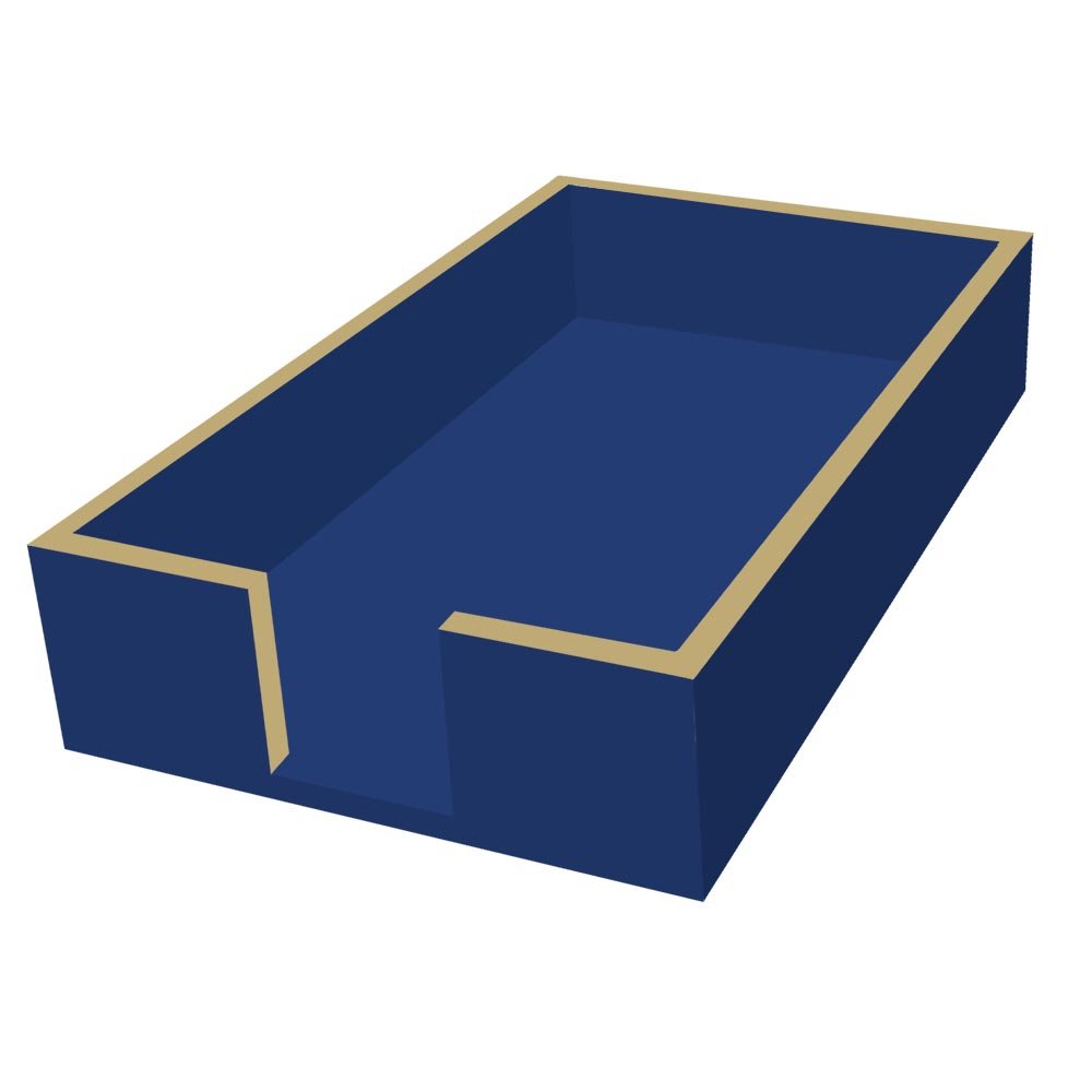 Lacquered Wood Disposable Paper Napkin Holder - Elegant Dark Blue with Gold Trim for Restaurants, Kitchens, Bathrooms & Gifts | Tabletop Napkin Caddy for Parties, Weddings & Home Decor