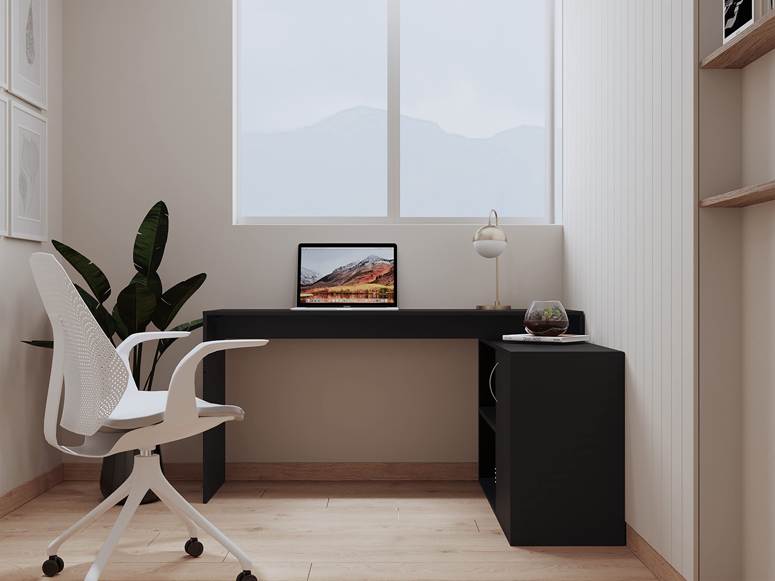 Boston Home Office Desk - Black Wengue Finish, Modern Writing Desk for Small Spaces, Perfect for Remote Work & Study