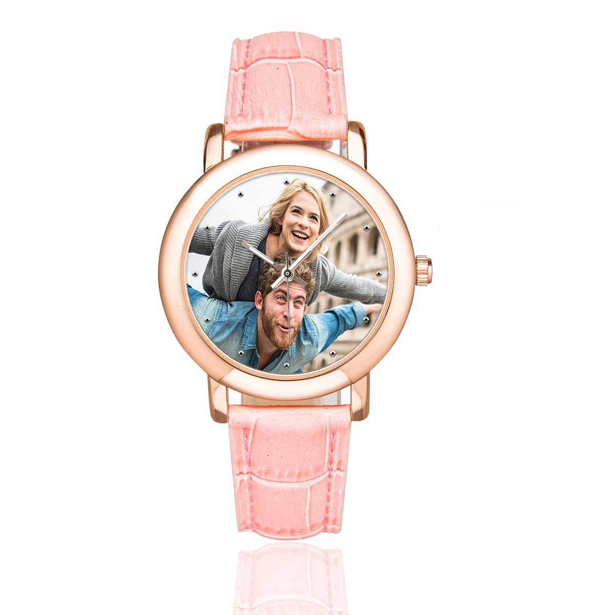 Rose Gold Couple Watch - Custom Photo Gift for Her | Anniversary & Valentine's Day