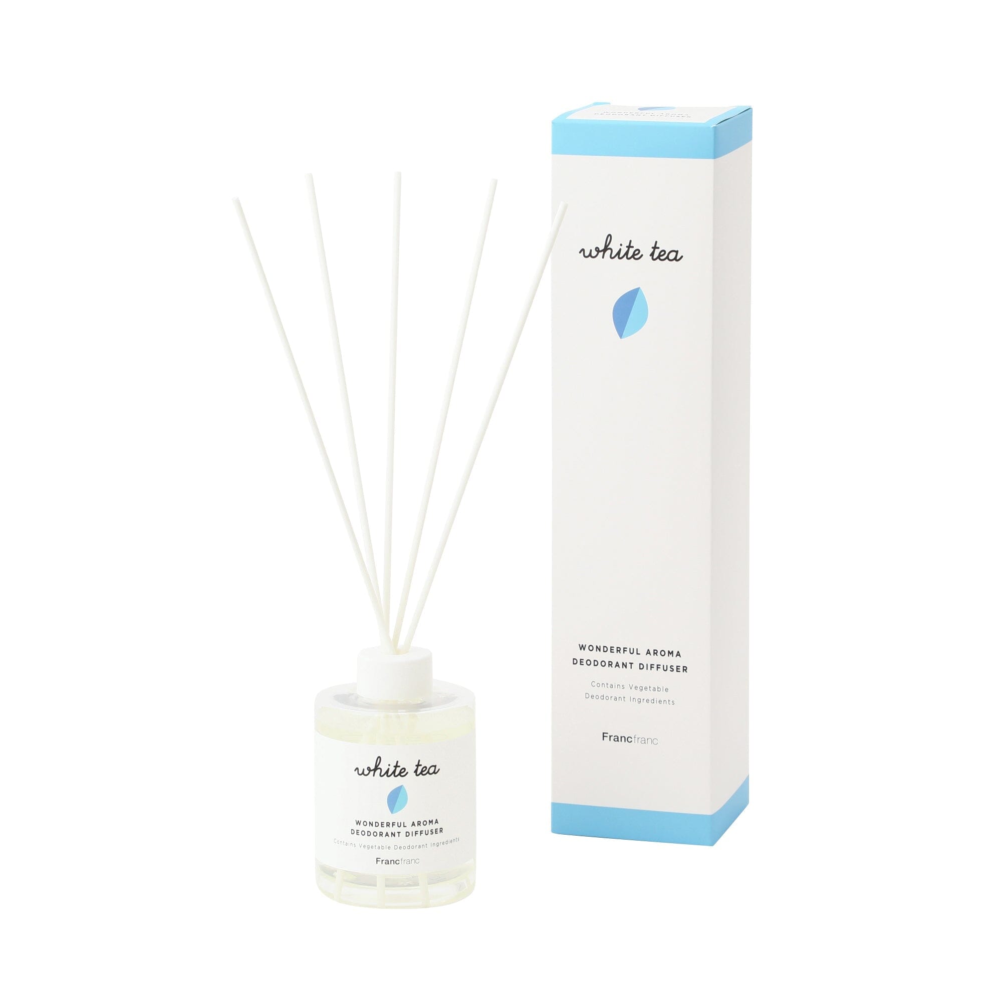 Wonderful Aroma 2 Reed Diffuser - White Tea Scented Home Fragrance Oil Set for Living Room, Bedroom & Bathroom