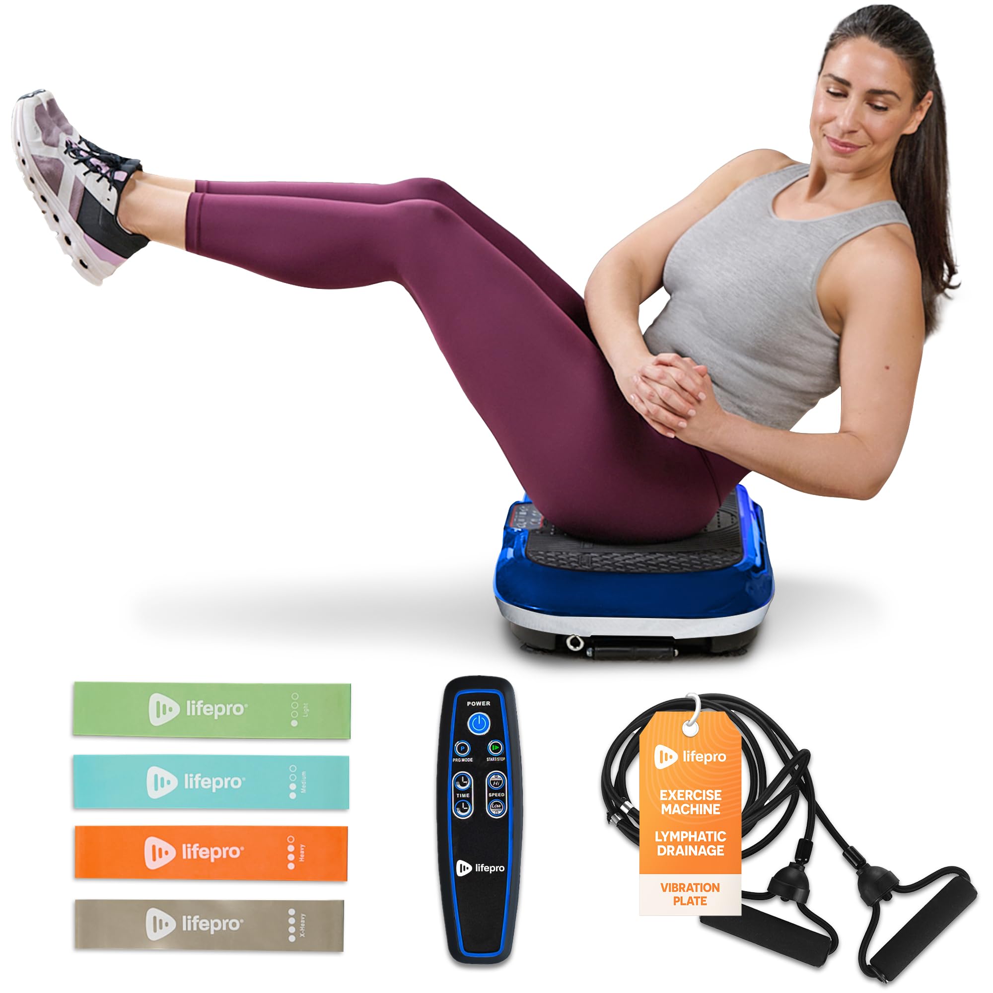 Lifepro Waver Vibration Plate Exercise Machine - Powerful Whole Body Vibration Platform for Muscle Activation, Strength Training & Fat Burning | Includes Resistance Bands | Home Gym Equipment for Weight Loss & Toning | Perfect for Home Workouts & Recovery
