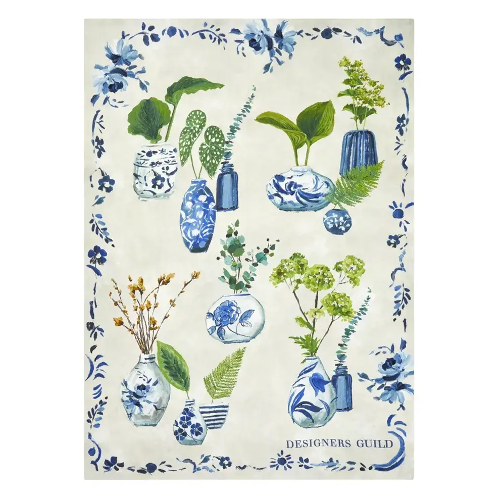 Kawana Delft Blue Ceramic Throw Blanket - Soft & Cozy Dutch-Inspired Design for Sofa, Bed, or Gift - Perfect for Home Decor, Living Room, and Winter Warmth
