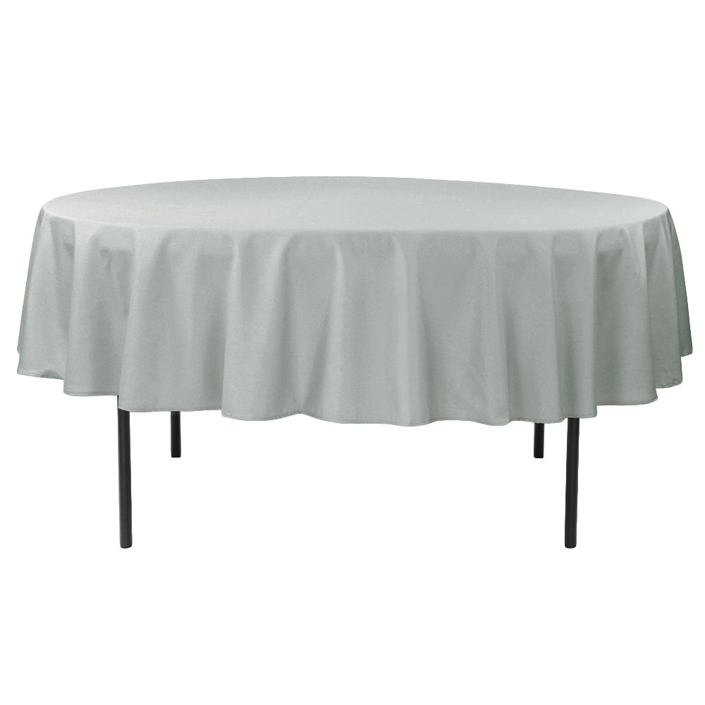 Economy Polyester Tablecloth 90 Round Silver - Waterproof & Wrinkle-Resistant Round Table Cover for Parties, Weddings & Home Decor