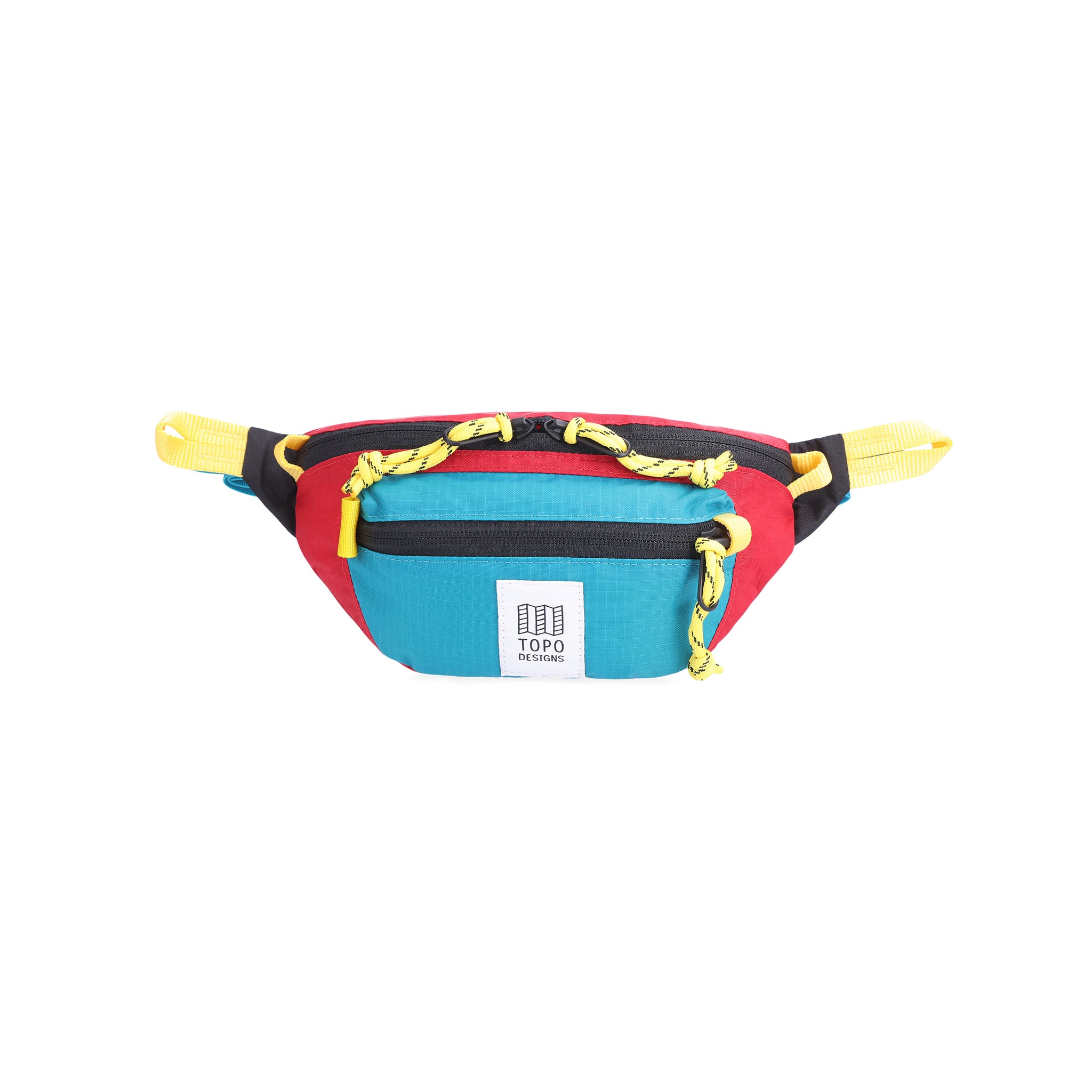 Topo Designs Mountain Waist Pack - Durable Outdoor Fanny Pack for Hiking & Travel | Red & Turquoise Color | Perfect for Camping, Cycling & Everyday Use