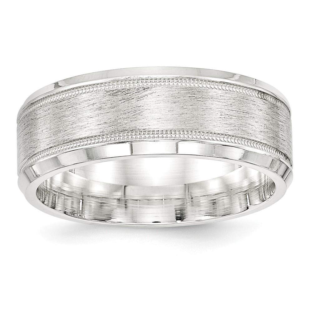 925 Sterling Silver Engravable Beveled Edge 8mm Brushed Wedding Band Ring for Women - Size 7-13.5, Anniversary Gift, Promise Ring, Bridal Jewelry for Everyday Wear & Special Occasions