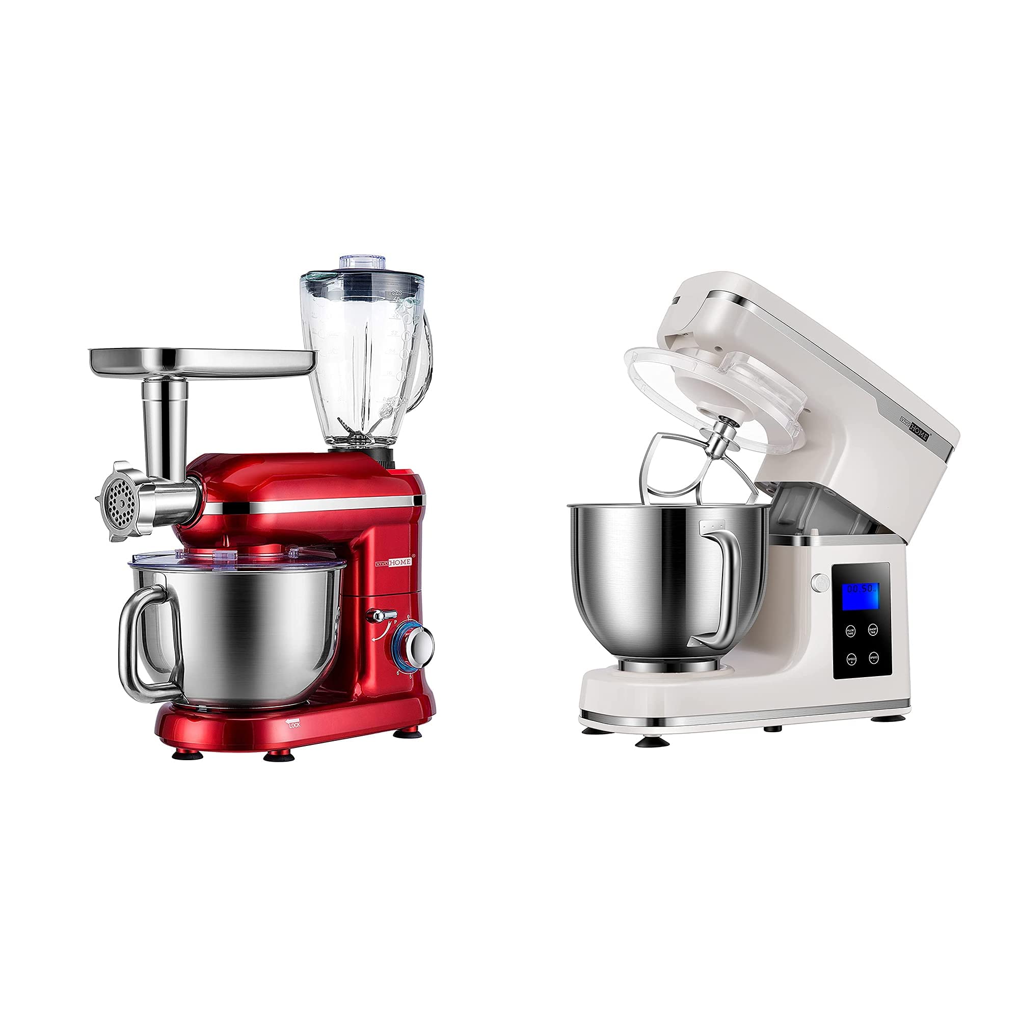 VIVOHOME 5.5 Quart 3-in-1 Electric Stand Mixer with Timer - White - Perfect for Baking Cakes, Cookies & Bread Dough - Kitchen Appliance for Home Bakers