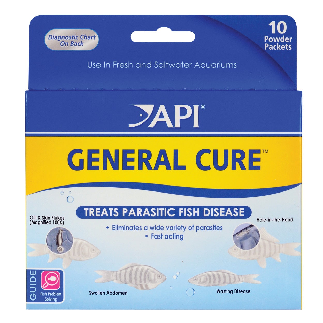 API General Cure 10 Pack - Fast-Acting Fish Medication for Parasites & Fungus | Treats Ich, Velvet, Fin Rot | Freshwater & Saltwater Aquarium Use