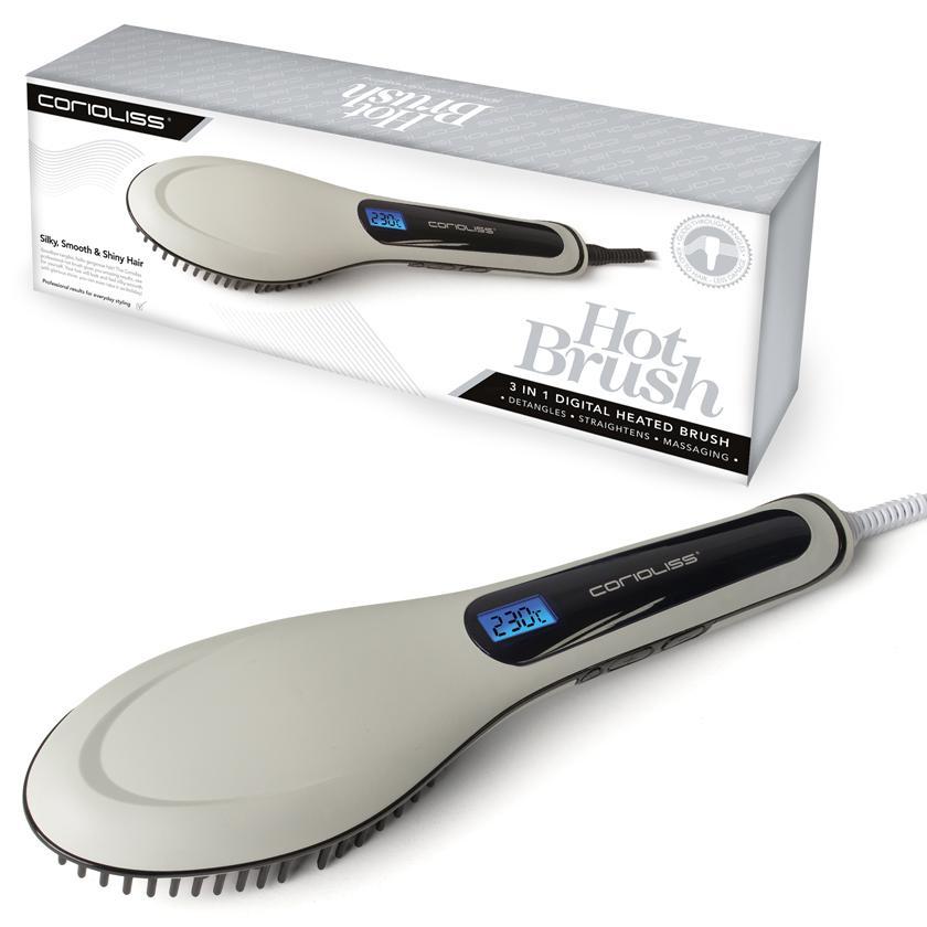 Corioliss 3-in-1 Hot Hair Straightening Brush - Detangling & Styling Tool for Smooth, Shiny Hair | Perfect for Home Use, Travel & Salon-Quality Styling