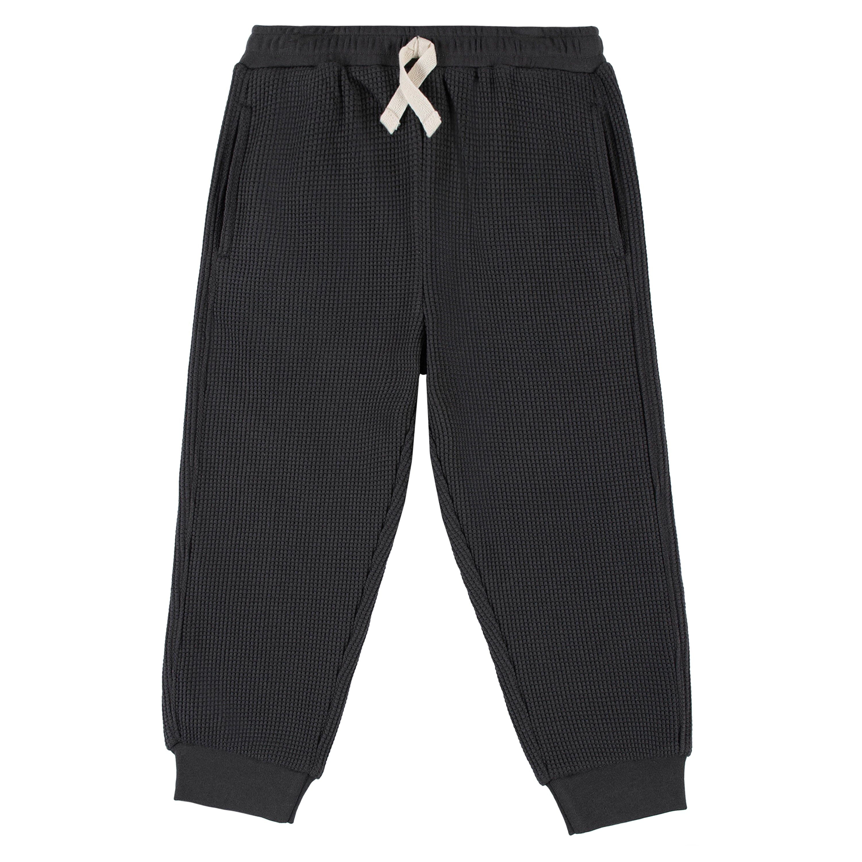 2 Pack Boys' Jogger Pants for Infants & Toddlers - Asphalt & Light Yellow | Comfortable Playwear for Outdoor Activities & Casual Wear