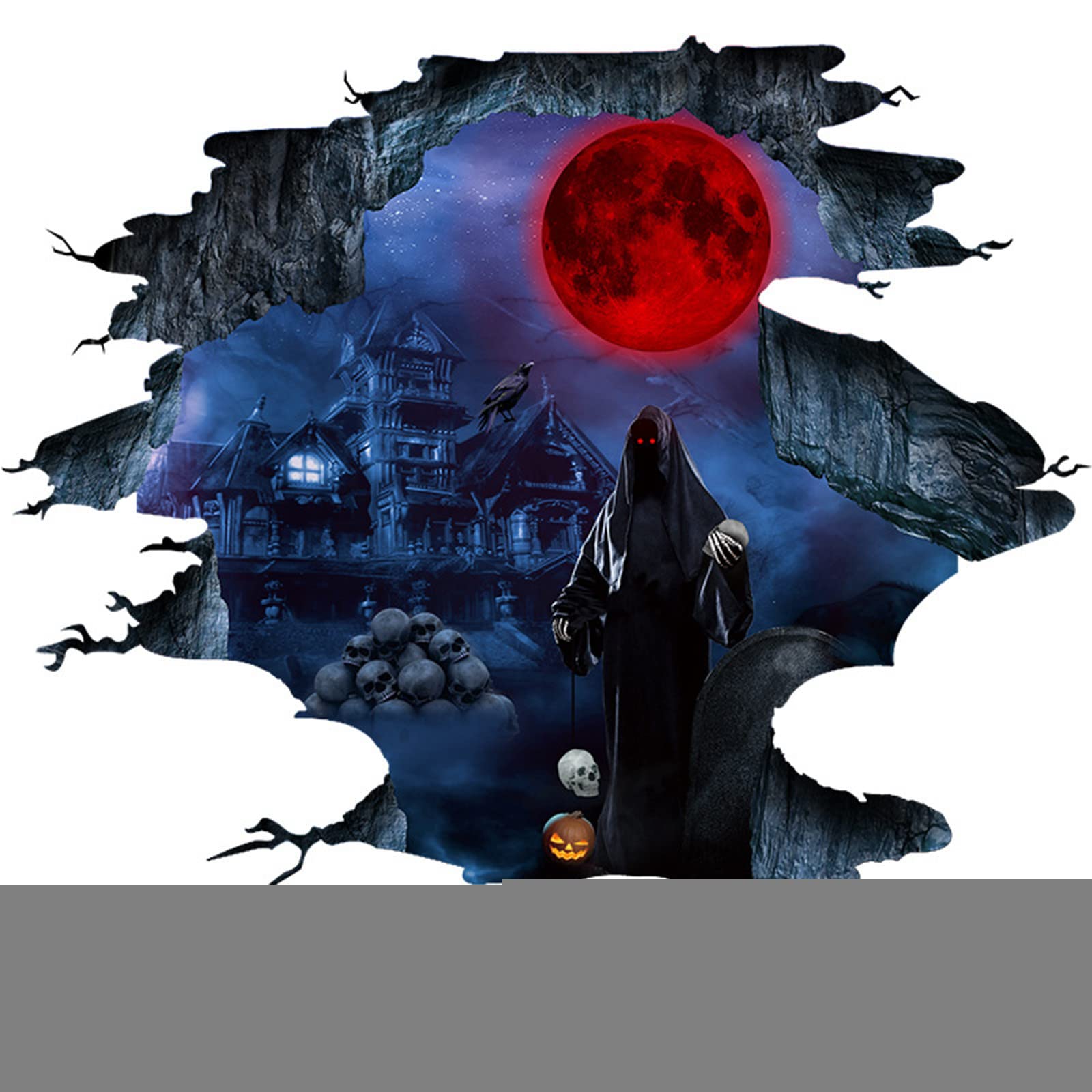 3D Halloween Broken Wall Stickers - Spooky Pumpkin Decor for Tiered Trays, Walls & Windows | Perfect for Halloween Party Decorations, Haunted House Themes & Seasonal Home Decor