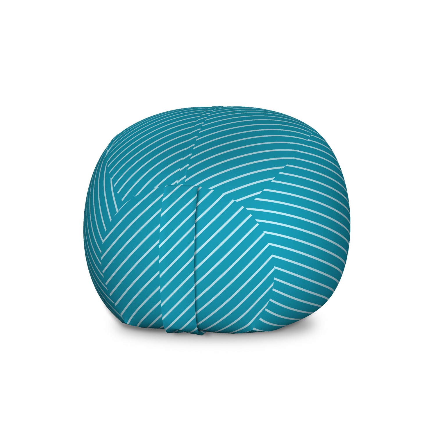 Ambesonne Geometric Storage Toy Bag Chair - Large Washable Stuffed Animal Organizer with Diagonal Striped Pattern in Pale Blue Teal | Perfect for Kids' Room, Nursery Organization & Travel Adventure Storage