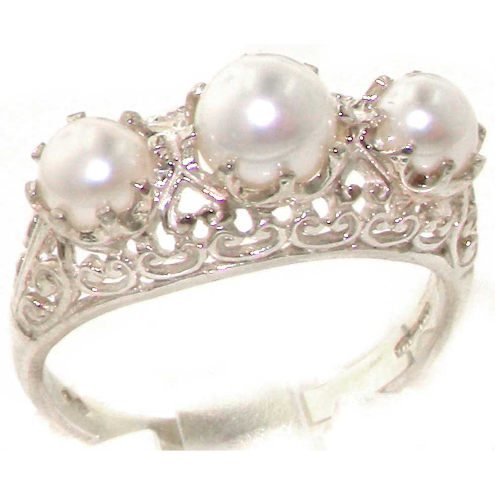 925 Sterling Silver Cultured Pearl Women's Band Ring - Elegant Stackable Jewelry for Everyday Wear, Gift for Her, Wedding, Anniversary & Special Occasions