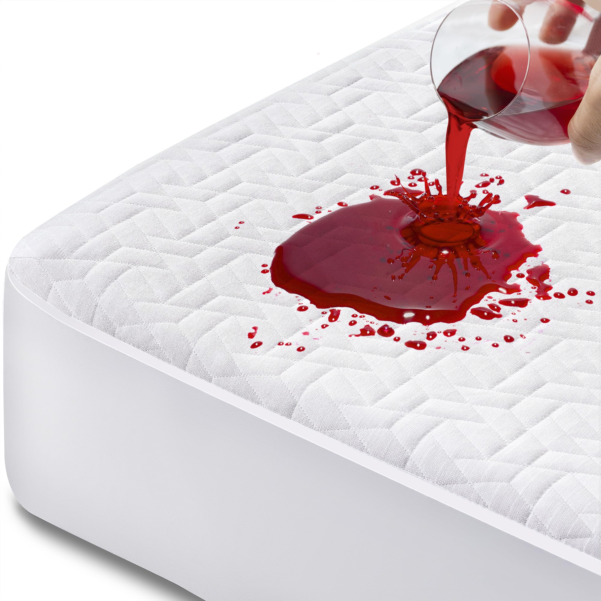 100% Waterproof King Size Mattress Protector - Bamboo Rayon Cooling Mattress Pad Cover, 3D Air Fabric Breathable & Noiseless, Fits 8''-21'' Deep Pocket - Ideal for Allergy Relief, Hot Sleepers & Bed Protection