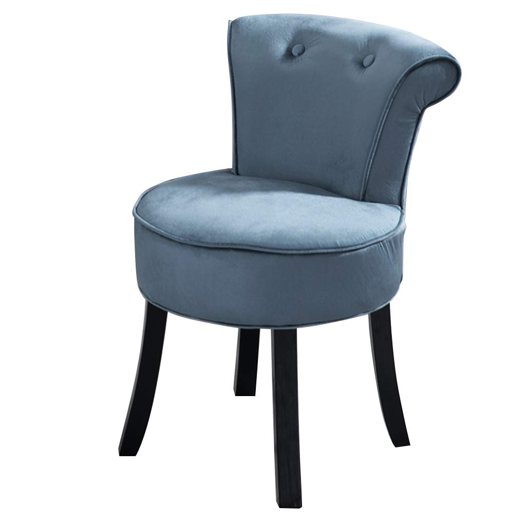 Luxury Velvet Vanity Bench with High Back & Solid Wood Legs - Padded Makeup Stool, Baroque Dressing Chair for Bedroom, Boudoir & Dressing Room Decor