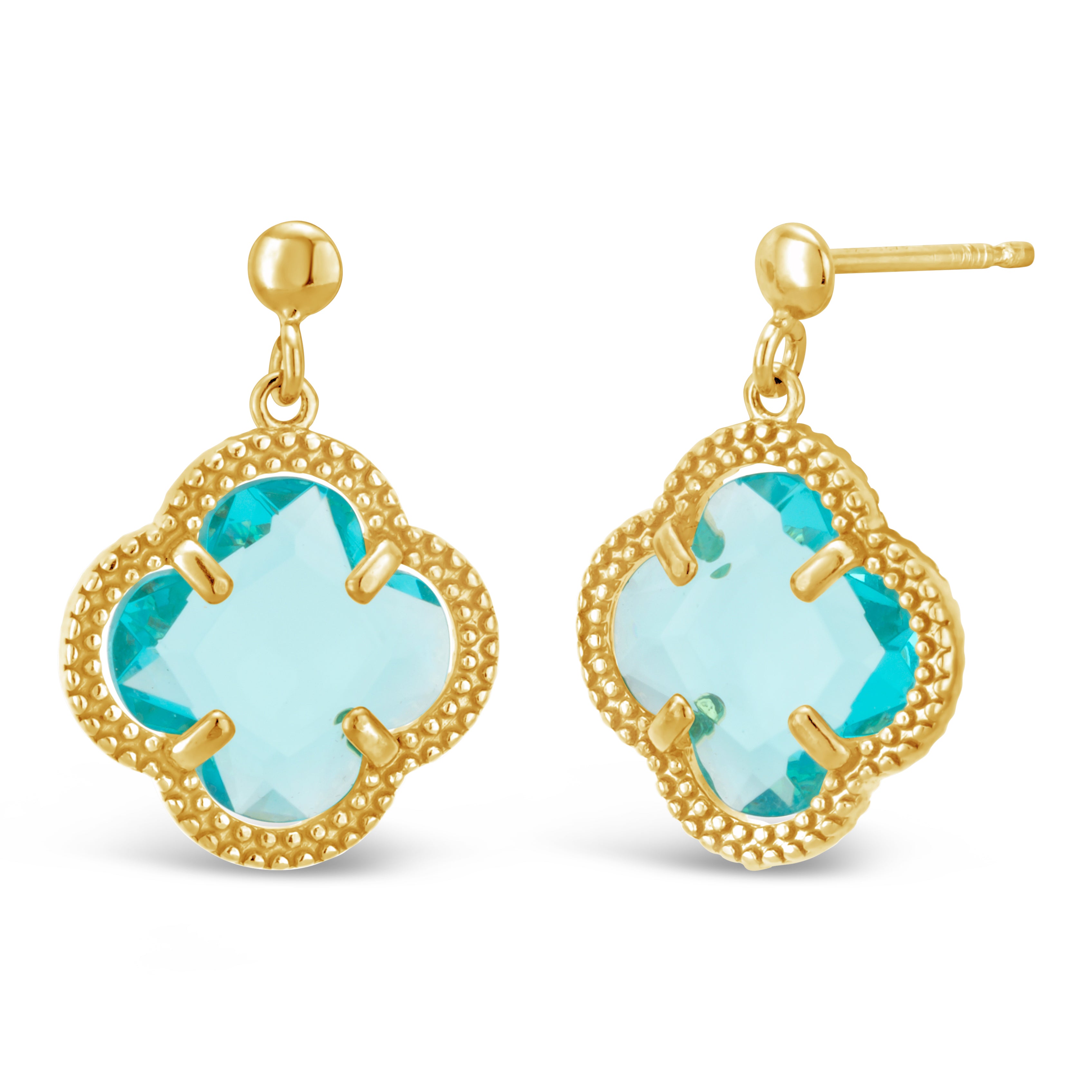 9ct Gold Filled Blue Stud Drop Earrings for Women - Elegant Dangle Earrings for Party, Wedding & Everyday Wear