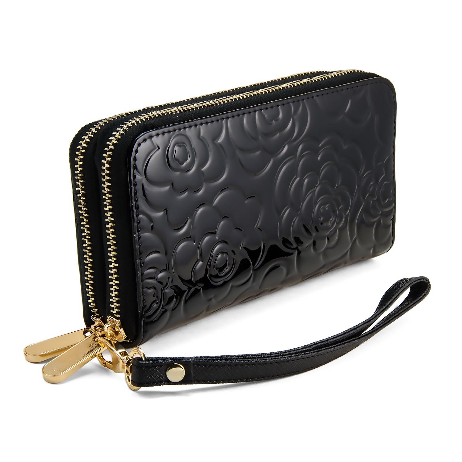 Genuine Leather Wallet for Women - Wide Solid Color Organizer with Glossy Finish | Perfect for Everyday Use, Travel & Business (Black/Brown)