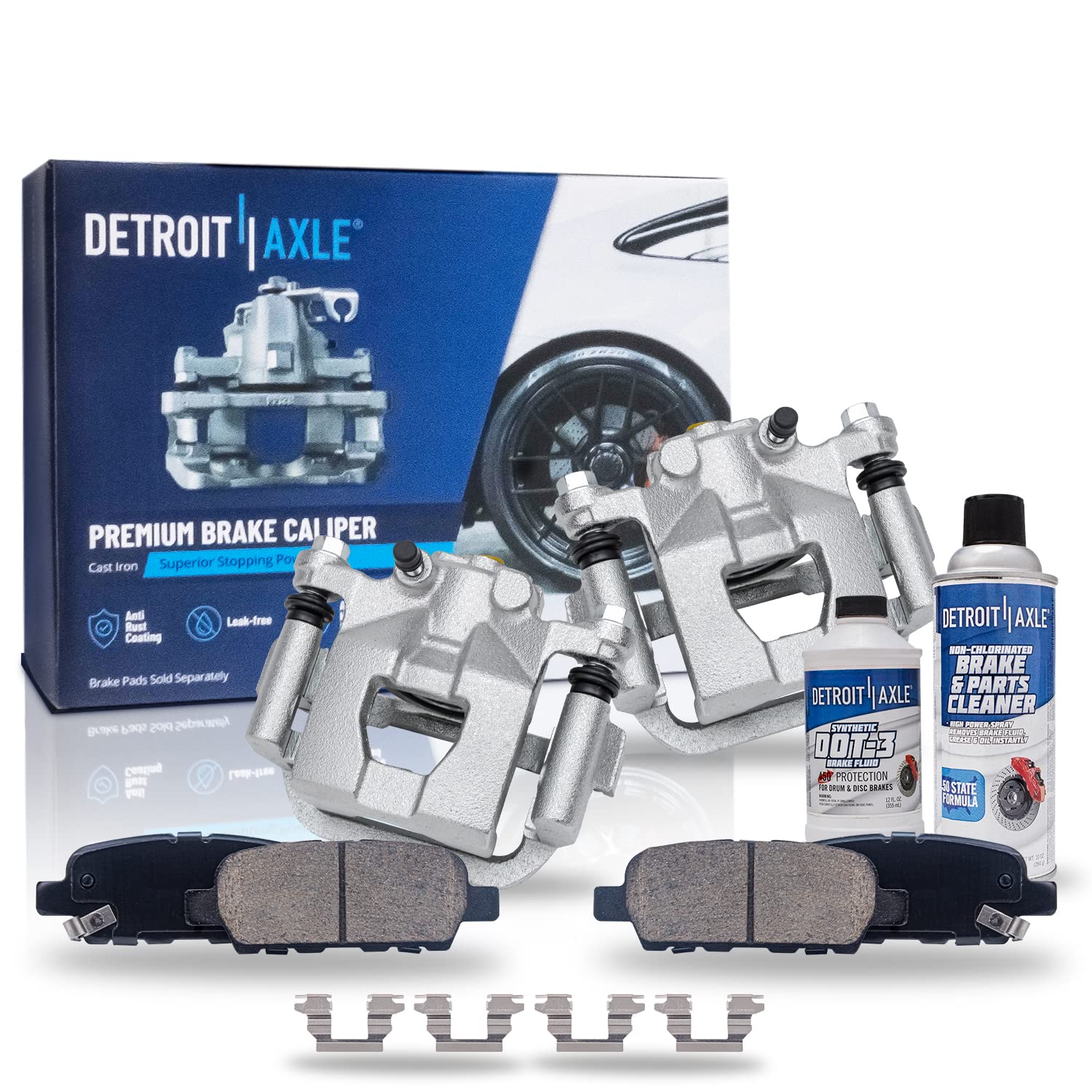 Detroit Axle Rear Brake Calipers & Ceramic Brake Pads Kit for Nissan Altima Maxima - Includes Brackets & Metal Piston Option | Durable Brake System Replacement for Smooth Stopping & Enhanced Safety