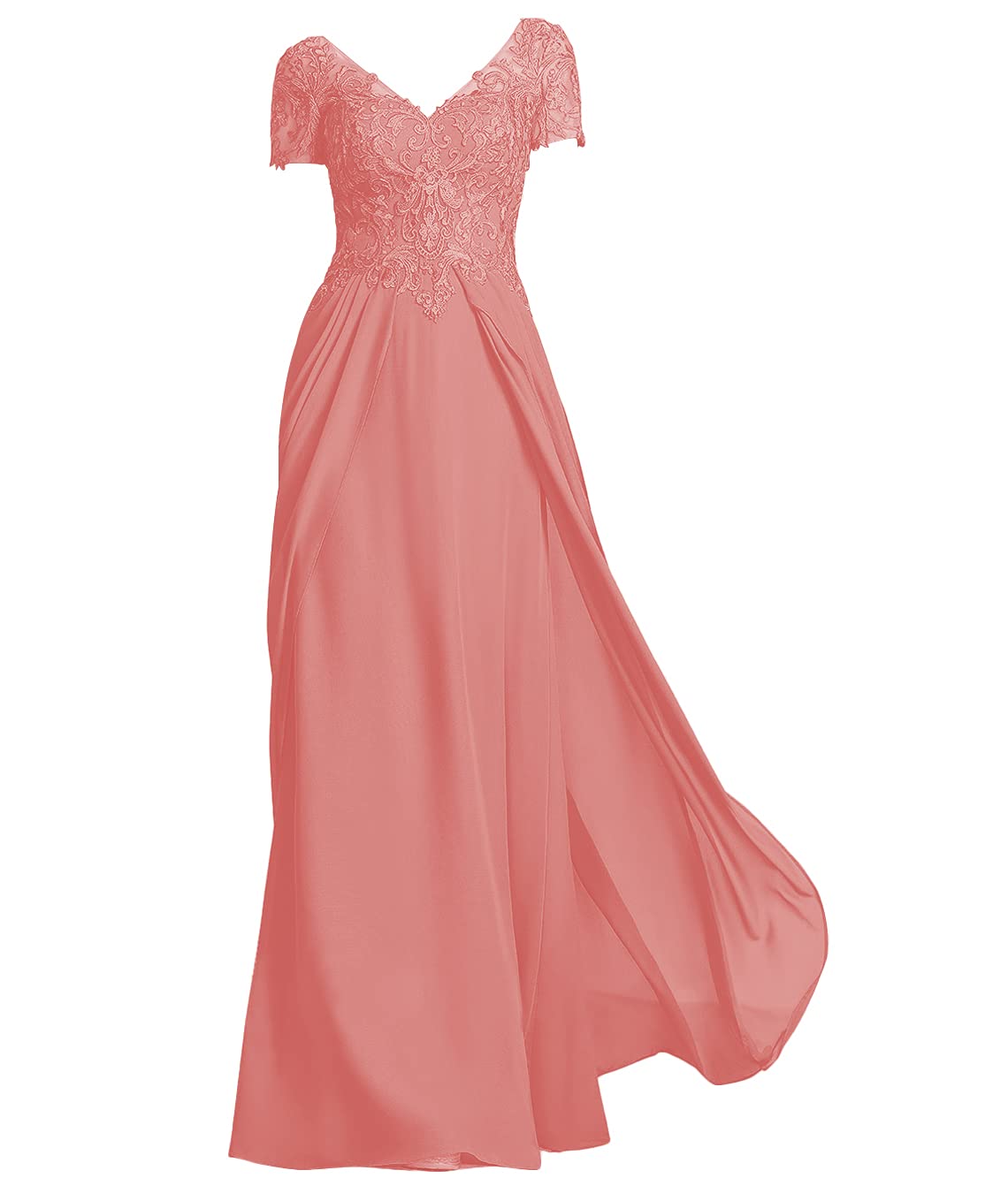 Elegant Mother of The Bride Dress - Lace Long Chiffon Evening Gown with Cap Sleeves for Wedding Guest | Perfect for Formal Events, Church Ceremonies & Special Occasions