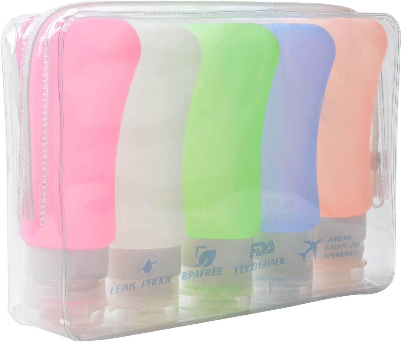 Aoutacc 5-Pack TSA Approved Travel Bottles Set - Leakproof Silicone Toiletry Containers for Shampoo, Conditioner & Lotion | Perfect for Air Travel, Gym & Vacation Essentials