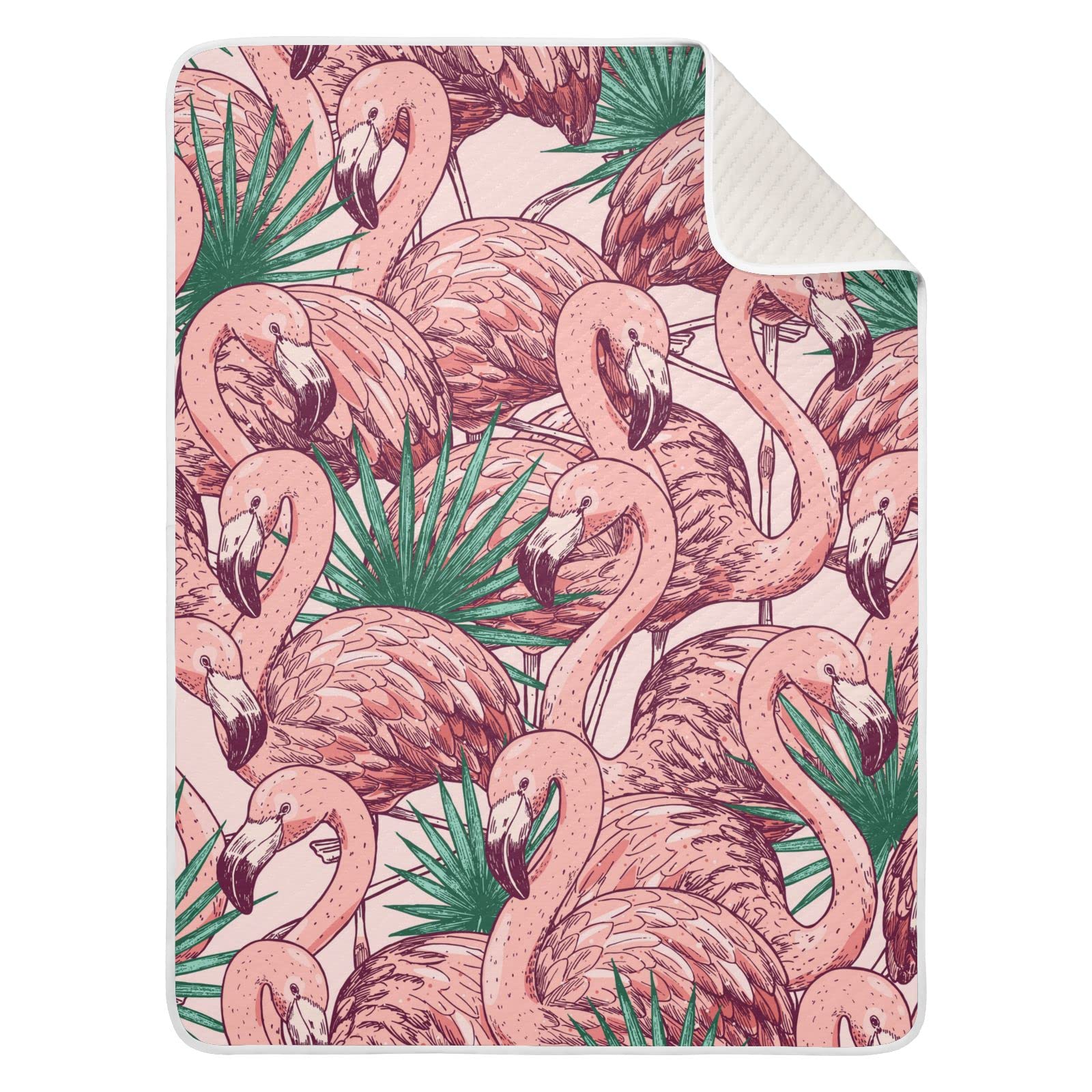 JIPONI Super Soft & Warm Baby Blanket - 30x40 Inch Tropical Pink Flamingo Personalized Blanket for Boys & Girls | Perfect for Nursery, Stroller & Swaddling