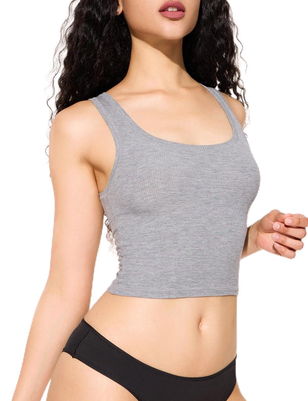 Women's Ribbed Sleeveless Crop Top - Scoop Neck Summer Tank Top for Casual Wear | Perfect for Beach Outfits, Yoga Clothes & Everyday Fashion