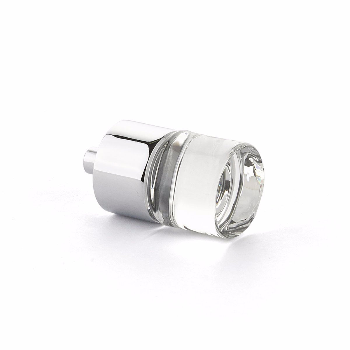 Polished Chrome 7/8 Inch Cylinder Glass Cabinet Knob - Elegant Hardware for Kitchen Cabinets, Dressers & Furniture Drawers
