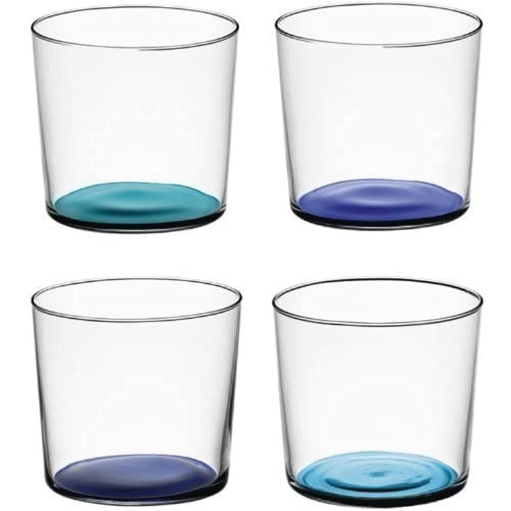 LSA International Coro Tumbler Set of 4 - 10.5 fl oz Glass Cups in Lagoon Blue - Perfect for Iced Coffee, Cocktails, and Home Decor