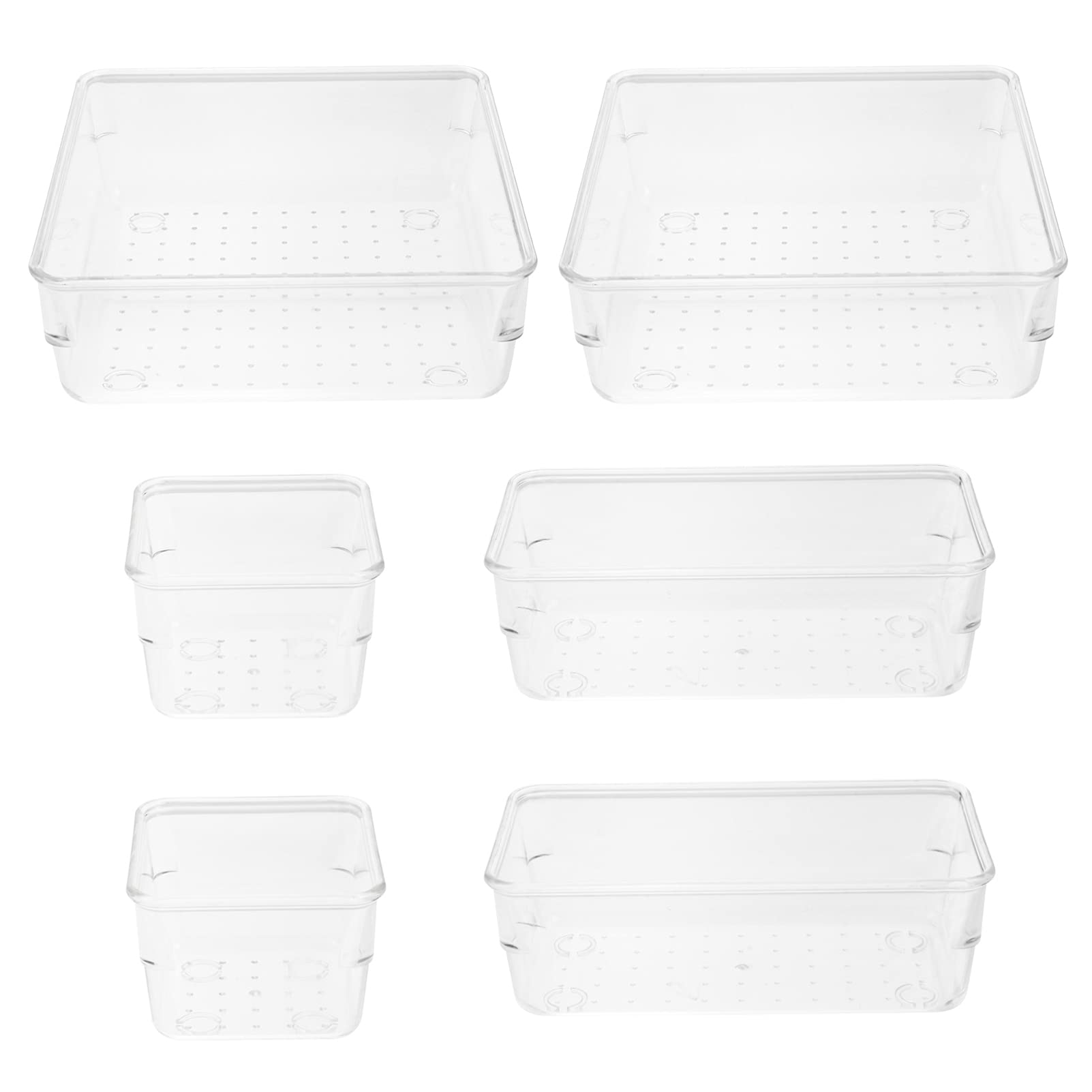 FRCOLOR 3-Piece Refrigerator Organizer Drawers - Plastic Modular Drawer Dividers & Bins for Kitchen, Office, Desk Storage - Perfect for Organizing Food, Utensils, and Office Supplies