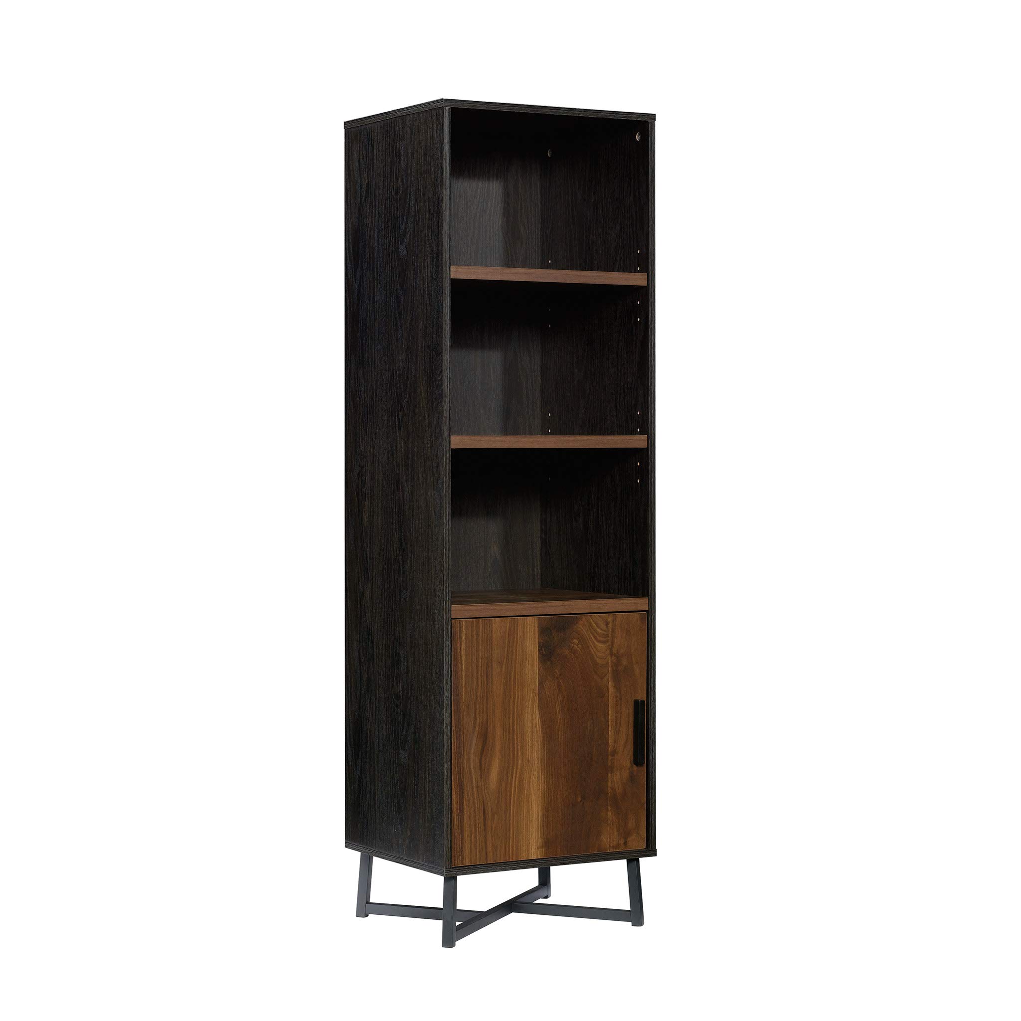 Sauder Canton Lane Industrial 3-Shelf Bookcase with Door - Rustic Oak Finish Book Shelf for Living Room, Office & Bedroom Storage