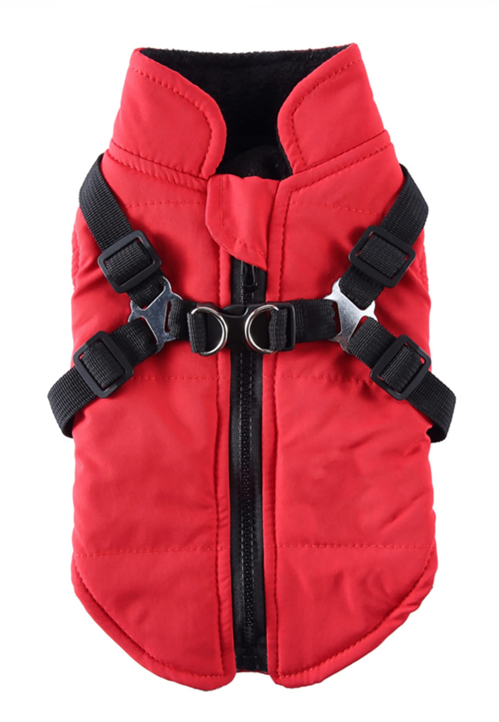 Fashionable Winter Dog Jacket with Zipper & D-Ring - Fleece-Lined Warm Coat for Small Dogs & Cats - Perfect for Outdoor Walks & Cold Weather Protection