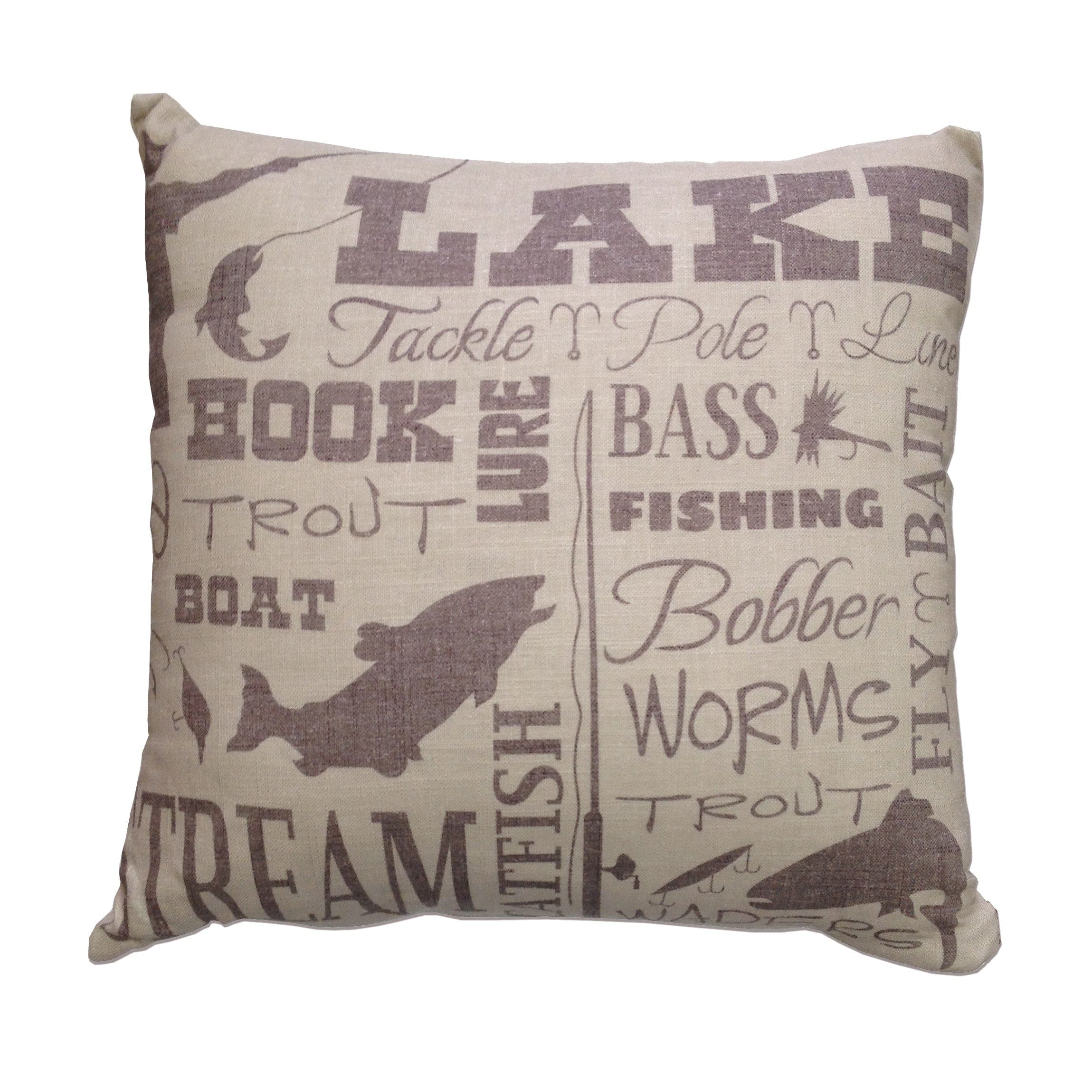 Lake Text Collage Throw Pillow - Soft Decorative Cushion for Sofa, Bed & Home Decor - Perfect for Living Room, Bedroom & Dorm Room Aesthetics