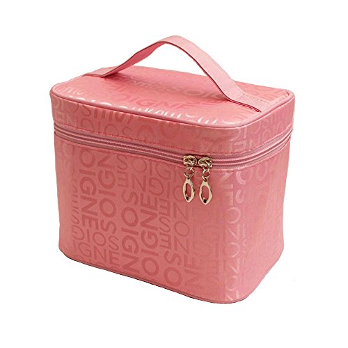 Premium Women's Makeup Train Case with Double Zipper - Large Cosmetic Organizer Bag for Brushes & Toiletries - Portable Travel Makeup Kit with Brush Holder - Perfect for Travel, Home Vanity & Professional Makeup Artists