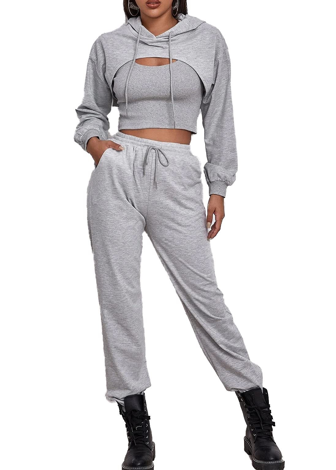 Softkiny Women's 2-Piece Activewear Set - Crop Tank Top & Drawstring Waist Shorts for Yoga, Running & Gym Workouts | Breathable Athletic Tracksuit for Summer Sports