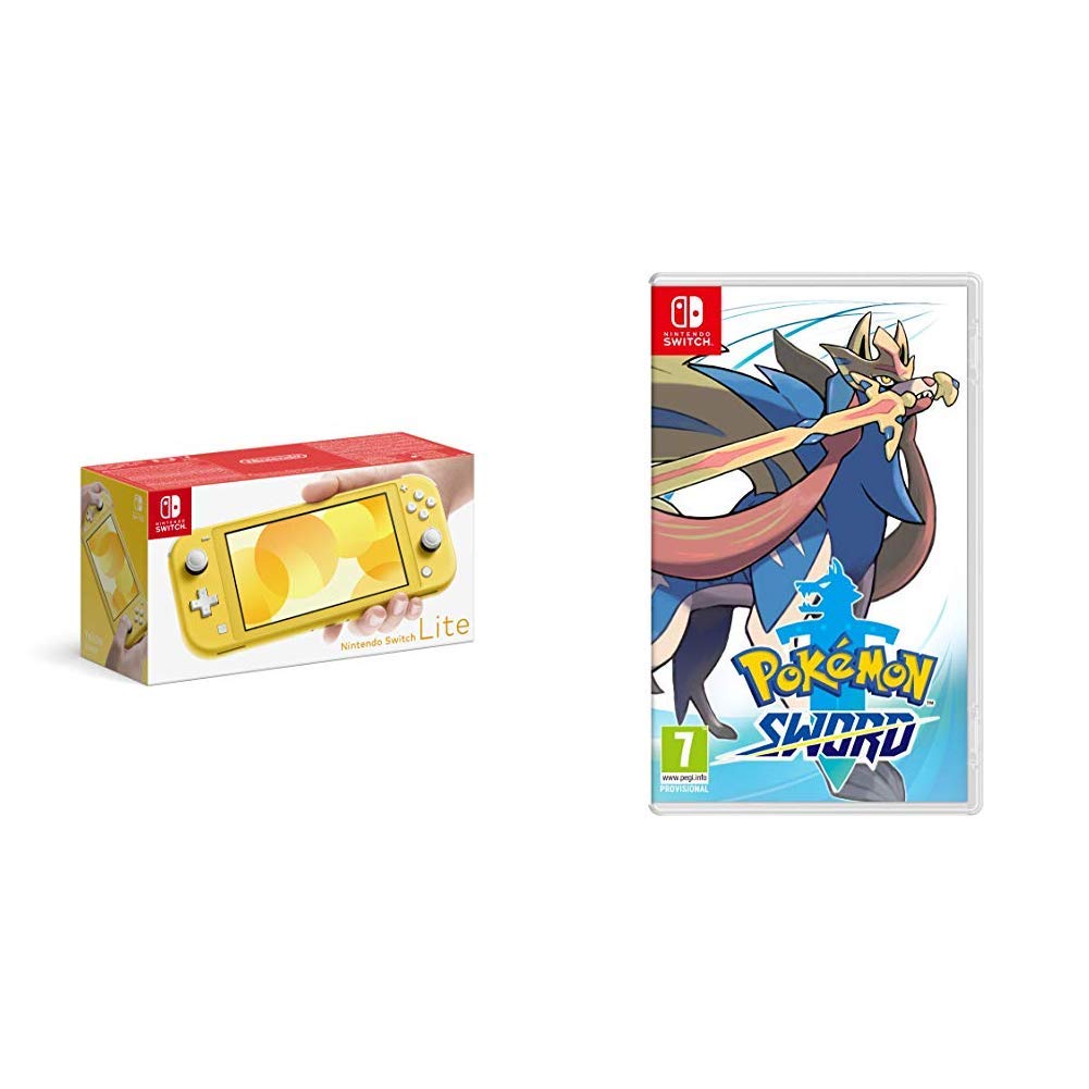 Nintendo Switch Lite - Yellow Handheld Console with Pokemon Sword Game Bundle | Portable Gaming for Travel, Commute & Home Entertainment