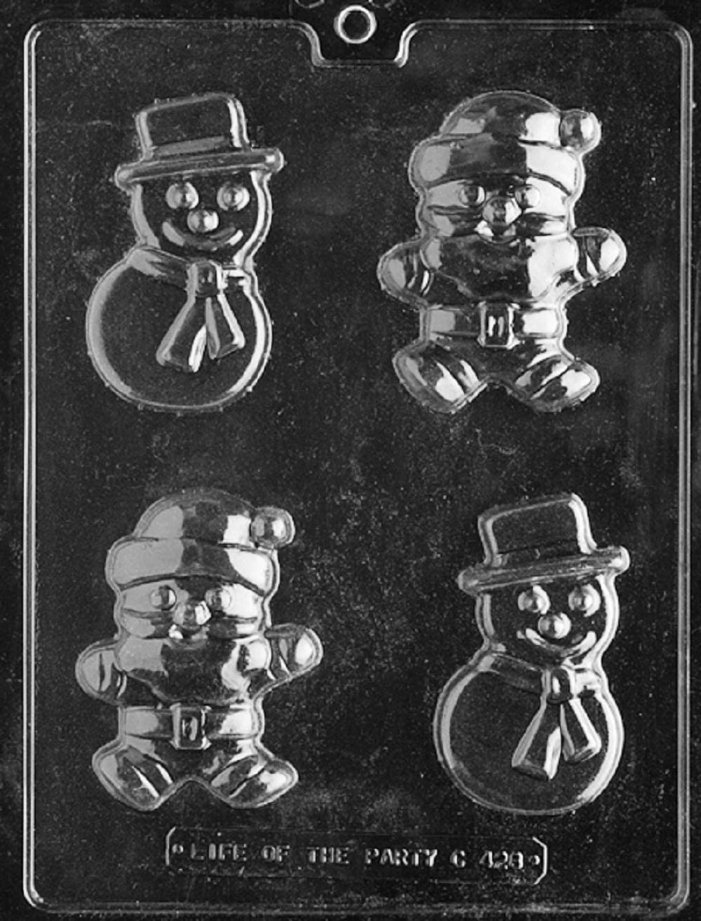 Food Safe Plastic Snowman & Santa Chocolate Candy Mold Set - Durable, Reusable for Baking & DIY Crafts | Pack of 6 | Perfect for Holiday Treats, Christmas Decorations & Homemade Gifts