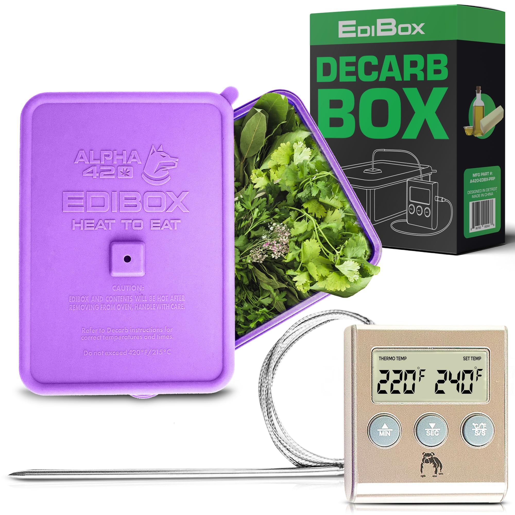 Premium Decarboxylator Box for Herbs - Silicone Decarb Machine for Perfect Decarboxylation | Compatible with Butter Makers & Oil Infusers | Oven-Safe Baking Accessories for Homemade Edibles & Infusions | Ideal for Cannabis, CBD, and Cooking Herbs