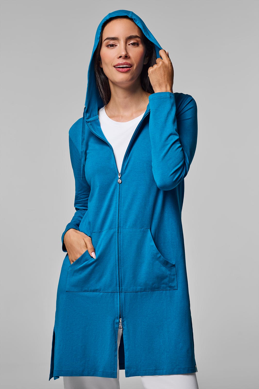 Women's Cabana Hoodie - Lightweight Summer Pullover with Kangaroo Pocket | Bluejay | Perfect for Beach, Vacation & Casual Outings