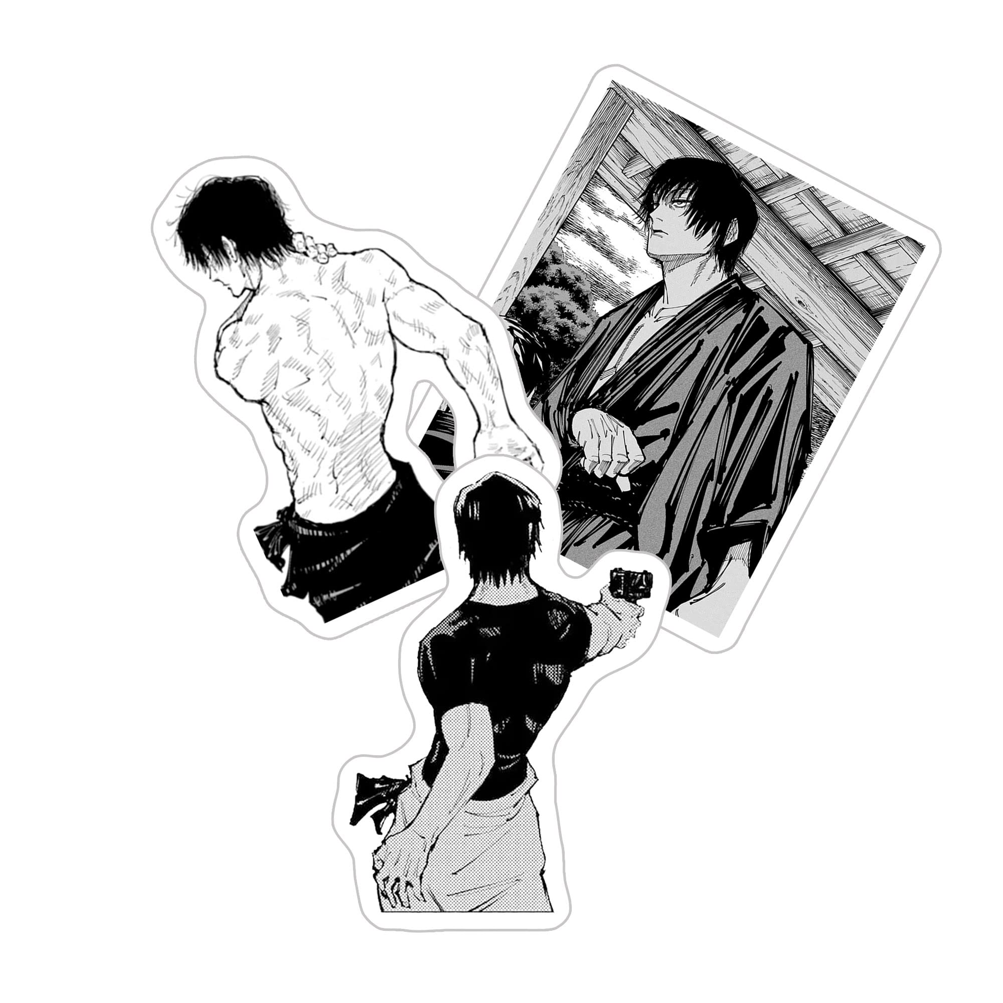 Anime JJK Toji Fushiguro Cool Moments Sticker Pack - 3 PC Waterproof Vinyl Decals for Water Bottles, Phones, Laptops, Skateboards & Cars - Vibrant Anime Decor for Fans, Gifts & Personalization