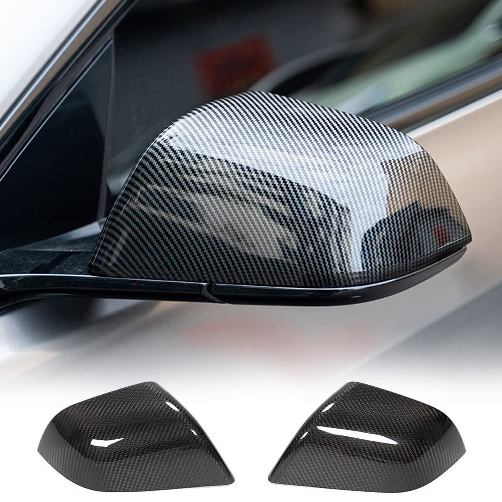 Premium Dry Carbon Fiber Mirror Caps for Tesla Model 3 (2017-2023) - OEM Style Side Rearview Mirror Covers - Lightweight & Durable Car Exterior Upgrade - Perfect for Street Racing & Show Car Enhancement